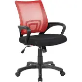 Dmora Bürostuhl Lismore, Mesh-Arbeitsstuhl mit Armlehnen, Ergonomischer Bürositz, 59x54h90/100 cm, Schwarz und Rot