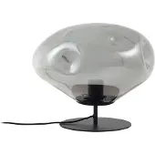 LINDBY Tischleuchte Lelia, rauchgrau, Glas, Metall, Ø 35 cm