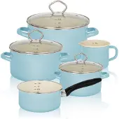 Kruger Topf-Set KRÜGER "Sylt", blau (pastellblau), Töpfe, Topf-Set, Induktion