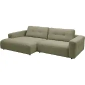 KAWOLA Sofa MIKA Ecksofa Cord olivgrün Longchair links