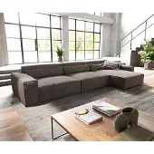 DELIFE Ecksofa Sirpio XL 370x170 cm Mikrofaser Khakibraun Recamiere variabel