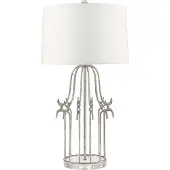 Gilded Nola Elstead Stella Tischleuchte E27 Gebeiztes Silber Creme