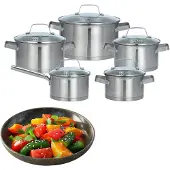 MPM Topf- und Pfannenset, Edelstahl, Induktion, Smile MGK-11M