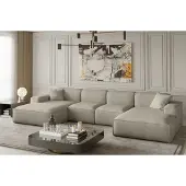 Fun-Möbel Wohnlandschaft U-Form CELES XS in Stoff Opera Velvet Beige