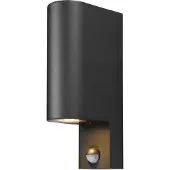 PRIOS Außenwandleuchte Tetje, schwarz, rund, Sensor