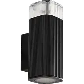 LINDBY Außenwandlampe Halvar, schwarz, 20 cm, 2 x GU10, IP65