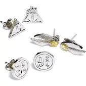 The Carat Shop Harry Potter Ohrringe 3er-Pack Schnatz/Heiligtümer/Plattform 9 3/4 (versilbert)