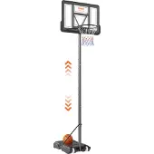 Vevor Basketballkorb Outdoor Basketballständer 122–305 cm Einstellbare Höhe, Basketballanlage Schwarz Wetterbeständig Rostbeständig, Basketballkorb Standfuß mit Wasser oder Sand Mobil