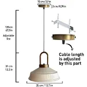 Bamyum Pendelleuchte Asletl Ø35 cm, Industrial Weiß-Weiß Metall Hängelampe