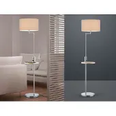 Meine Wunschleuchte LED Stehlampe Silber mit Stoffschirm schwenkbar, Ablage-tisch & USB Anschluss
