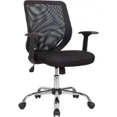 Dmora Bürostuhl Albany, Mesh Chefsessel mit Armlehnen, Ergonomischer Bürositz, 60x54h90/98 cm, Schwarz