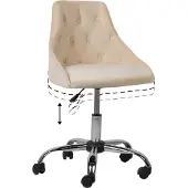 Beliani Arbeitshocker Beige aus Samtstoff Bürostuhl mit Rollen Elegant Klassisch