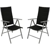 Degamo Gartensessel ALMERIA Alu silbergrau + Kunstgewebe schwarz 2 St. klappbar