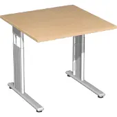 Geramöbel Schreibtisch höhenverstellbar, 800x800x680-820, Buche/Silber, S-617101-BS