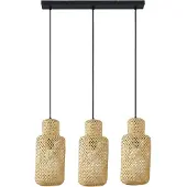 LINDBY Hängeleuchte Venora, länglich, 3-flg., 15 cm, Bambus
