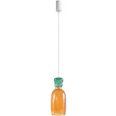 LUCANDE LED-Hängelampe Fay, orange/dunkelgrün, Glas, Ø 15 cm