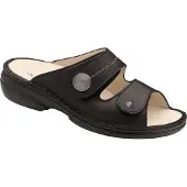 Finn Comfort Damen-Pantolette Sansibar, Schwarz, Leder, - Damenschuhe Pantolette / Zehentrenner, Schwarz