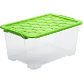 Rotho 1008105092, Aufbewahrungsbox, Grün, Transparent, Rechteckig, Einfarbig, Drinnen, 44 l