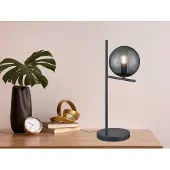 Meine Wunschleuchte Design LED Nachttischlampe Anthrazit Kugel Schirm Rauchglas - fürs Schlafzimmer