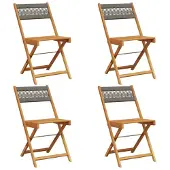 Syfax Klappstühle, 4 Stück, graues Massivholz Akazie