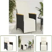 The Living Store Gartensessel Verstellbar mit Kissen Schwarz Poly Rattan