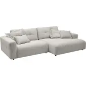 KAWOLA Sofa MIKA Ecksofa XL Cord hellgrau Longchair rechts