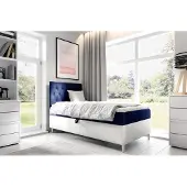 Fun-Möbel Boxspringbett Gästebett Kinderbett FINJA Nr.1 100x200cm Weiss-Blau