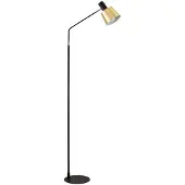 LINDBY Stehlampe Vlada, 144 cm, messing, schwarz, Metall