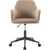 Vente-unique Bürostuhl höhenverstellbar - Samt - Beige & Schwarz - ELEANA