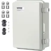 Vevor Elektrischer Anschlusskasten 430 x 330 x 180 mm, Elektrogehäusekasten aus ABS-Kunststoff mit Scharnierdeckel, Edelstahlverschluss, IP67 staubdicht wasserdicht für Elektroprojekte