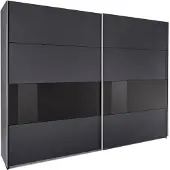 Wimex Schwebetürenschrank Bramfeld Kleiderschrank Ausfürung wählbar,Graphit / Schwarzglas,270x64x208cm
