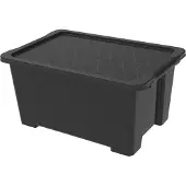 Rotho Evo Easy Aufbewahrungsbox 44l mit Deckel, Kunststoff (PP recycelt), schwarz, 44l (58.5 x 39.0 x 27.9 cm)