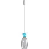 LUCANDE LED-Hängelampe Fay, hellgrau/hellblau, Glas, Ø 15 cm