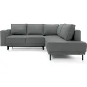 Selsey Ecksofa Rodario mit Schlaffunktion, Easy-Clean-Veloursbezug in Dunkelgrau, rechtsseitig