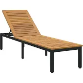 Syfax Sonnenliege Schwarz 200 x 55 x 35 cm Massivholz Akazie
