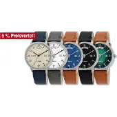 Just "Fanis" Titan Herrenuhr mit Echtlederarmband, 5 ATM