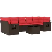 Syfax 8-teiliges Gartensofa-Set mit Kissen, braun, Polyrattan