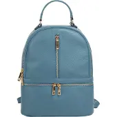 Samantha Look Cityrucksack , Damen, Gr. B/H/T: 30cm x 25cm x 9cm, onesize, blau (hellblau), Leder, Rindsleder, unifarben, Rucksäcke Cityrucksack, echt Leder, Made in Italy
