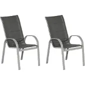 Merxx Stapelstuhl "Amalfi Deluxe", grau, B:55,5cm H:104cm T:66cm, Obermaterial: 100% Polyester, Stühle, Stapelstuhl, 2er Set, Alu/Textil, stapelbar
