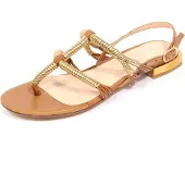 Zinda G5282 sandalo donna tan/gold leather sandals woman