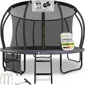 Juskys Trampolin SkyBounce L Ø 366 cm mit Sicherheitsnetz & Leiter