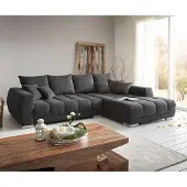 DELIFE Ecksofa Josea 300x220 cm Mikrofaser Schwarz Recamiere rechts