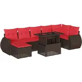 Syfax 8-teiliges Gartensofa-Set mit Kissen, braun, Polyrattan