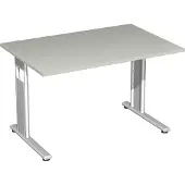 Geramöbel Schreibtisch höhenverstellbar, 1200x800x680-820, Lichtgrau/Silber, S-617102-LS