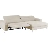KAWOLA Sofa LAISKA Ecksofa Relaxfunktion teilmotorisch Cord cremeweiß Longchair rechts