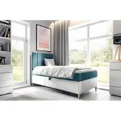 Fun-Möbel Boxspringbett Gästebett Kinderbett HELVI Nr.1 90x200cm Weiss-Türkis