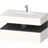 Duravit Collection One Einbauwaschtisch mit Konsolenwaschtischunterbau, 1000x550x600mm, Nische Graphit matt, QA4786049220010, Farbe: Weiß Hochglanz/mit Nischenbeleuchtung