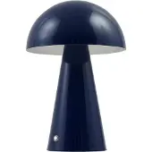 LINDBY LED-Akkutischlampe Nevijo, blau, Ø20cm, USB, Dimmer