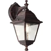 Brilliant hängende rostfarbende Außenwandleuchte Nissie | Landhausstil | mit geeignetem Leuchtmittel dimmbar | 1x E27 Fassung max. 60 Watt | Metall/Glas | IP44