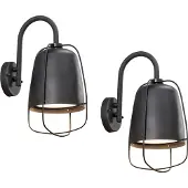 Konstsmide 2er-Set Außenwandleuchten Wandstrahler PERUGIA, Aluminium schwarz, E27, IP44